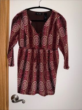 Axcess Brown Top with Pink and Cream Patterned Trim